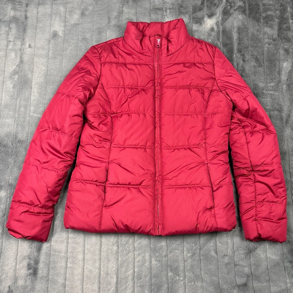 Old Navy Womens Small Pink Quilted Puffer Jacket Mock Neck Full Zip RN 54023